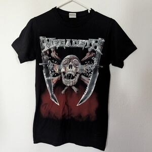 Megadeth T Shirt Size Small Black Skull And Crossbones Knives Pre Owned